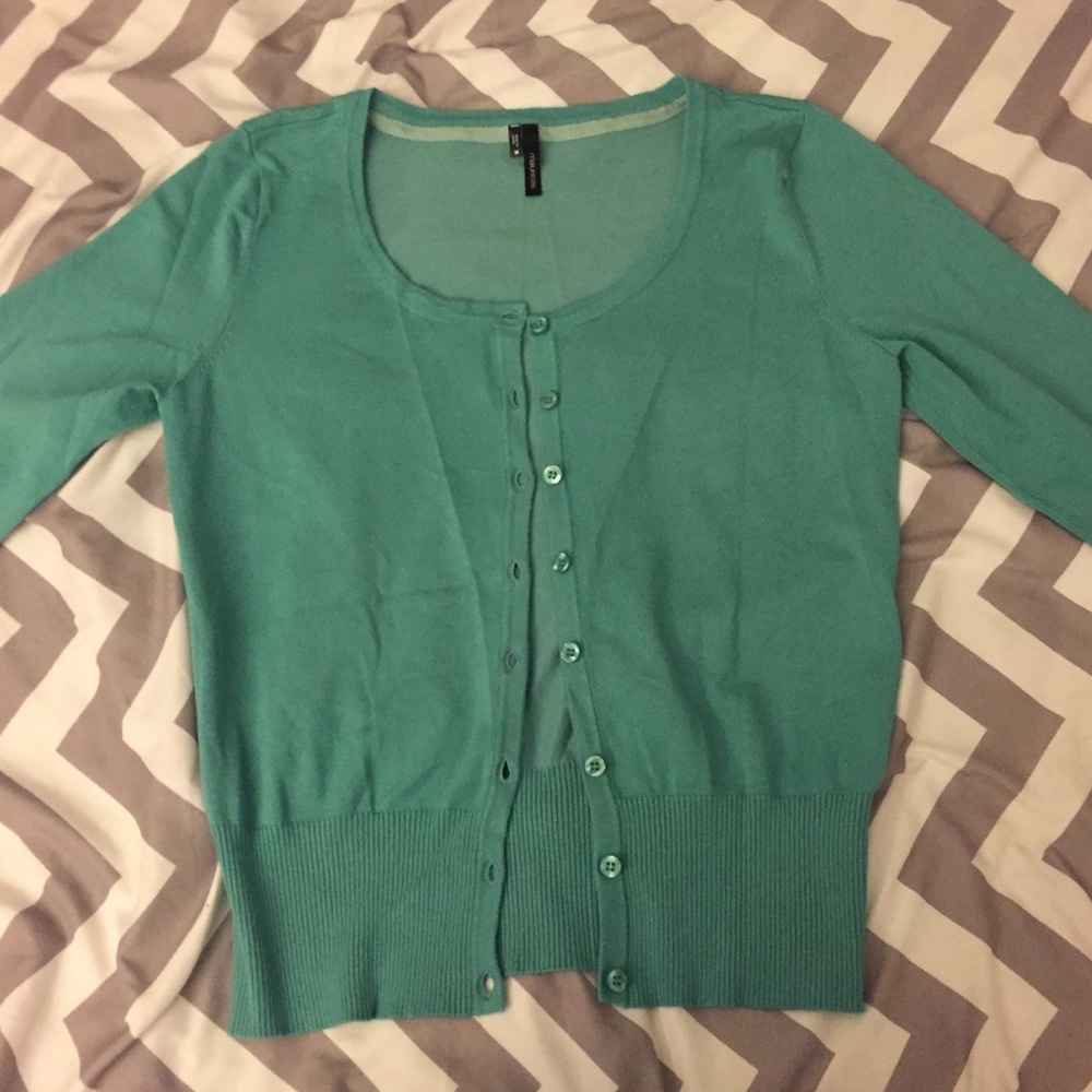 Maurices Teal 3/4 Sleeve Cardigan